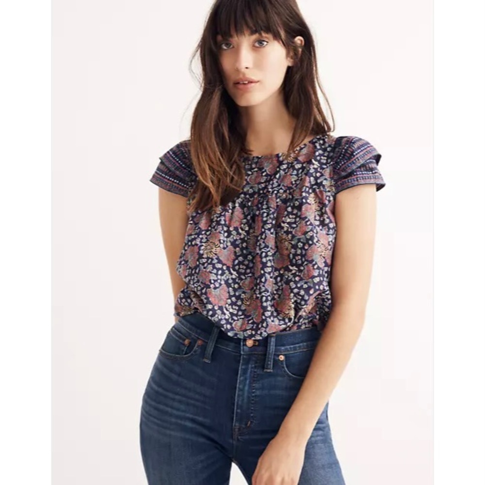 🌸 Madewell Story Top in Fan Floral Mix